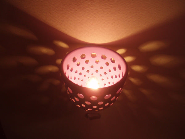 round night light "circles on circles  white with purple interior