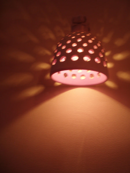 round night light "circles on circles  white with purple interior