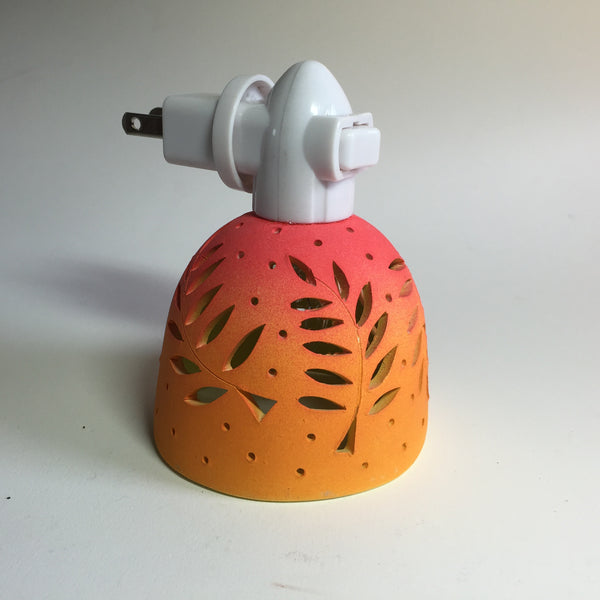 round nightlight orange/coral fern w dots