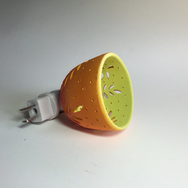 round nightlight orange/coral fern w dots