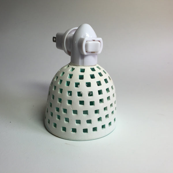 round night light  "squares all around"  white/aqua