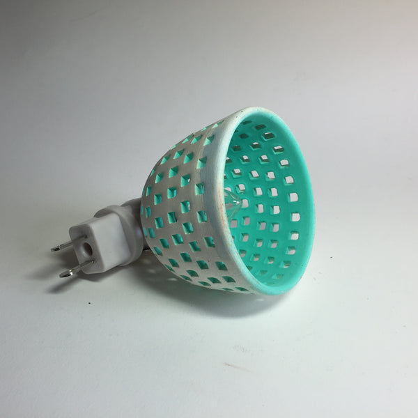 round night light  "squares all around"  white/aqua