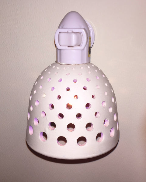 round night light "circles on circles  white with purple interior