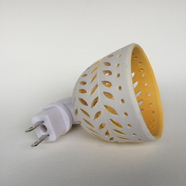 round night light in white double leaf garland yellow interior