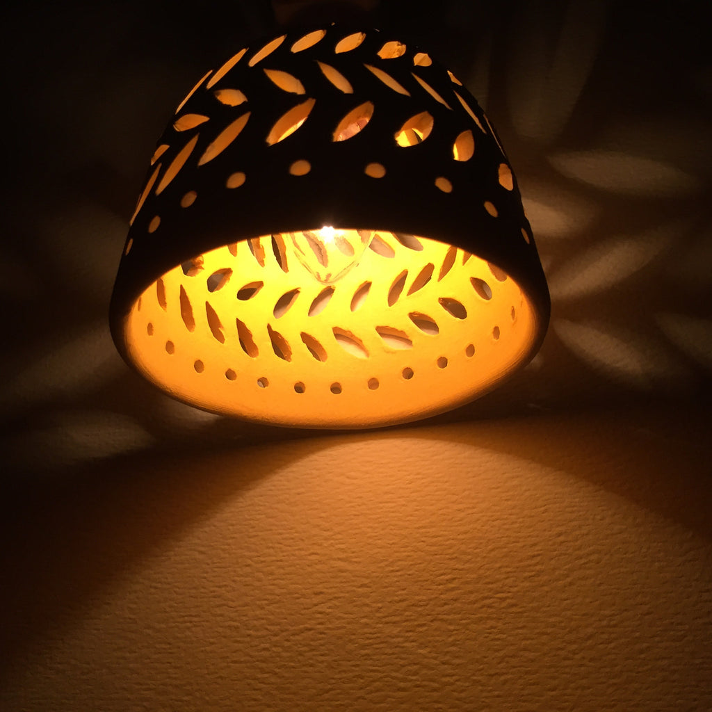 round night light in white double leaf garland yellow interior