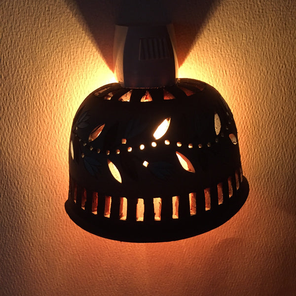 Half round night light Turquoise tulip garland on brown  background