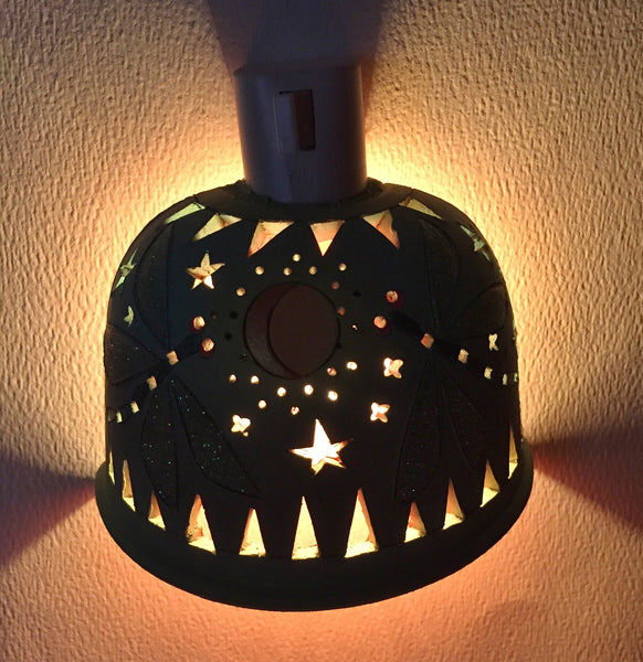 Half round night sparkle winged twin dragonflies