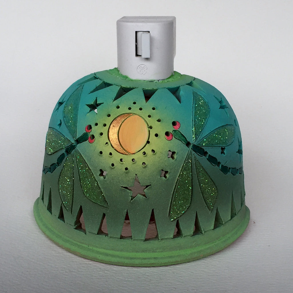 Half round night sparkle winged twin dragonflies