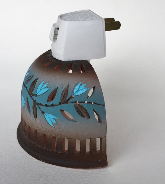 Half round night light Turquoise tulip garland on brown  background