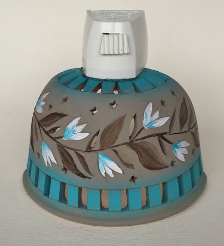 Half round night light beige and turquoise, white tulip garland