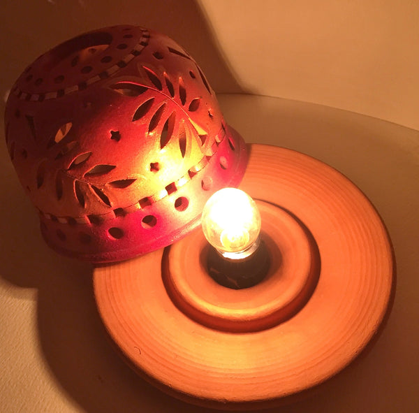 StarLight night lamp/ Golden ferns on red to orange background