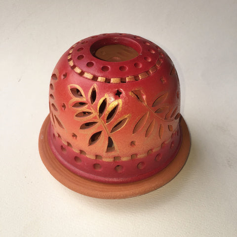 StarLight night lamp/ Golden ferns on red to orange background