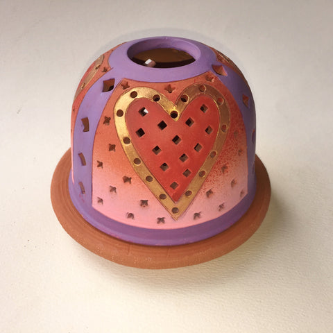 StarLight night lamp/ three red, gold rimmed hearts