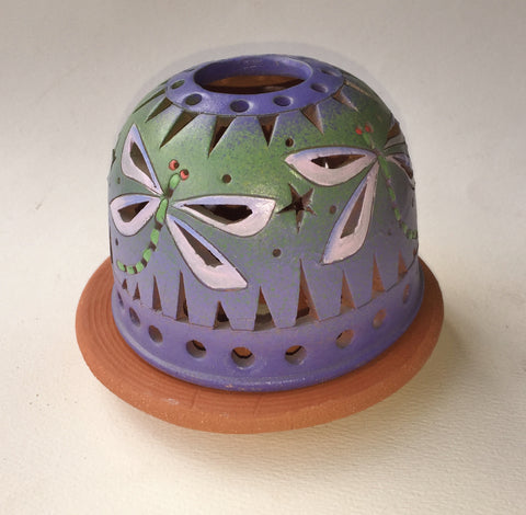 StarLight night lamp/ green and lavender dragonflies