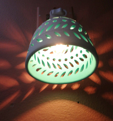 round night light "leaf garlands" white with aqua interior from Starrylights Studio